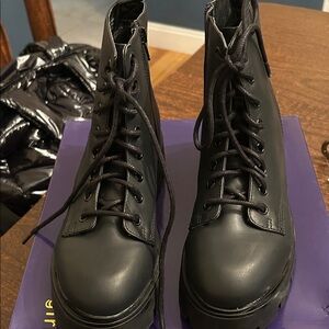 Black Lace-Up Combat Boots